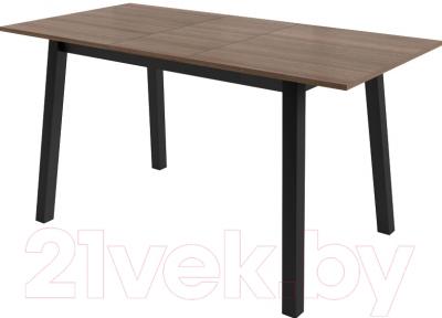 Обеденный стол Мамадома Тирк раздвижной (темное дерево/черный) - в разложенном виде