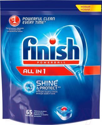 Таблетки для посудомоечных машин Finish All in One Shine & Protect (65шт)