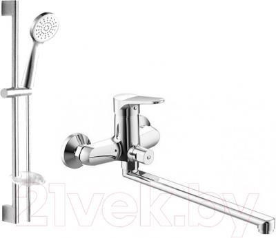 Смеситель Bravat Eco-K F00414C - набор состоит из смесителя для ванны и душа, штанги, шланга, ручного душа