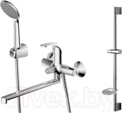 Смеситель Bravat Fit F00416C - набор состоит из смесителя для ванны и душа, ручного душа, штанги, шланга