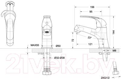 Смеситель Bravat Fit F1135188CP - схема