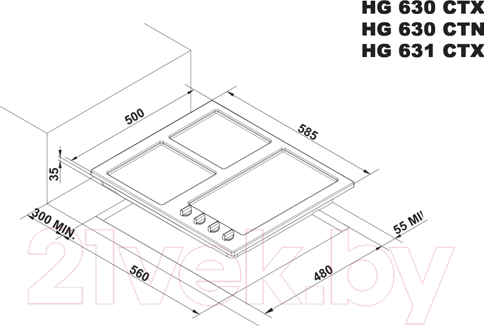 Газовая варочная панель Korting HG631CTX