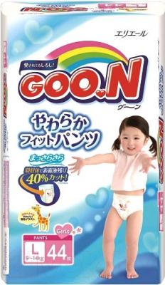 Подгузники-трусики детские Goo.N L Girl 9-14кг (44шт)