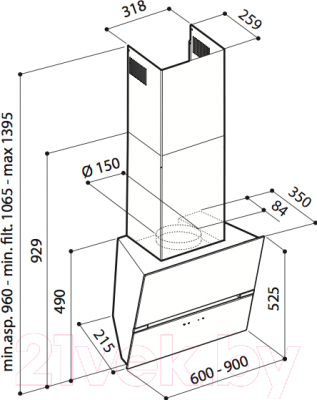 Вытяжка наклонная Korting KHC69080GN