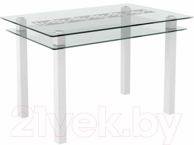 Обеденный стол Artglass Кристалл Меандр (белый)