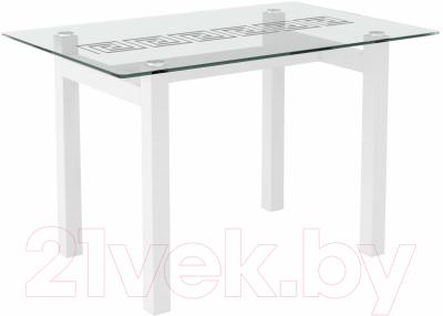 Обеденный стол Artglass Quardi 120 Меандр (белый)
