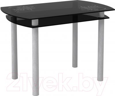 Обеденный стол Artglass Октава Завитки (серый)