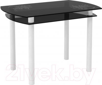 Обеденный стол Artglass Октава Завитки (серый/белый)