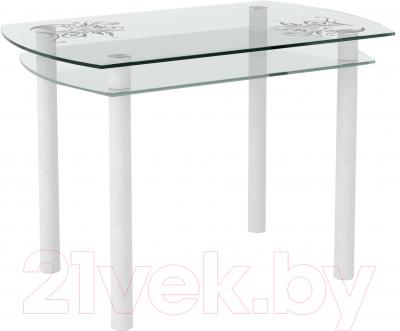Обеденный стол Artglass Октава Завитки (белый)