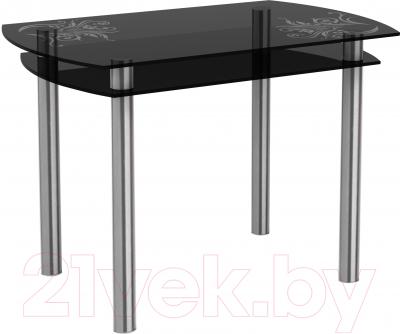 Обеденный стол Artglass Октава Завитки (серый/хром)