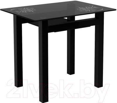 Обеденный стол Artglass Comfort Cleo Завитки (серый/черный)