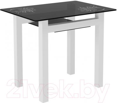 Обеденный стол Artglass Comfort Cleo Завитки (серый/белый)