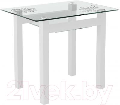 Обеденный стол Artglass Comfort Cleo Завитки (белый)