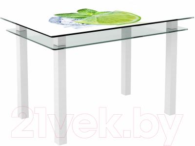 Обеденный стол Artglass Кристалл Лайм (белый)