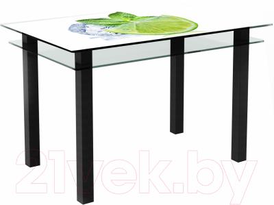 Обеденный стол Artglass Кристалл Лайм (черный)