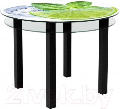 Обеденный стол Artglass Ringo Cristal Лайм (черный)