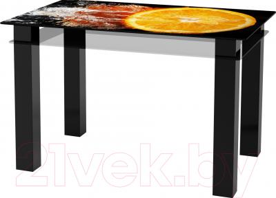 Обеденный стол Artglass Tandem 120 Апельсин (черный)