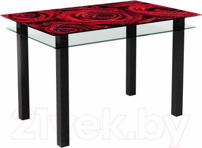 Обеденный стол Artglass Прима Розы (черный)