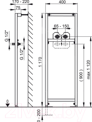 Инсталляция для смесителя Alcadrain A104B/1200