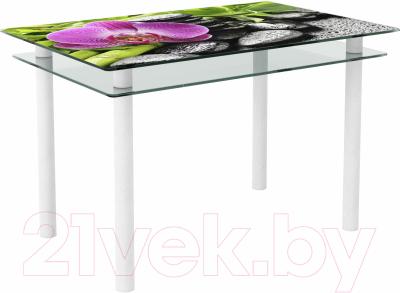 Обеденный стол Artglass Сказка Орхидея розовая (белый)