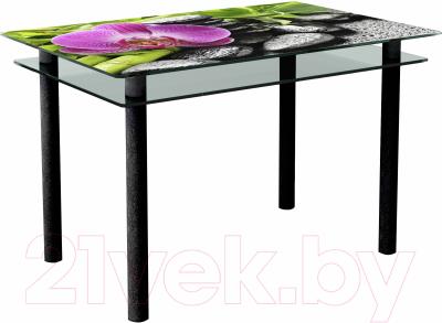 Обеденный стол Artglass Сказка Орхидея розовая (черный)
