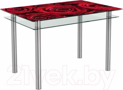 Обеденный стол Artglass Сказка Розы (хром)