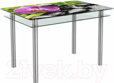 Обеденный стол Artglass Сказка Орхидея розовая (хром)