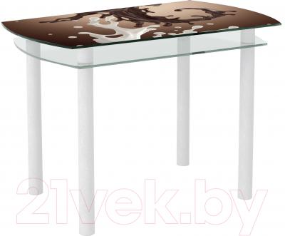 Обеденный стол Artglass Октава Шоколад (белый)