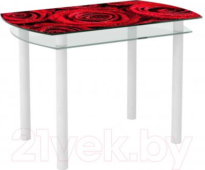 Обеденный стол Artglass Октава Розы (белый)