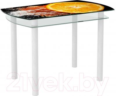 Обеденный стол Artglass Октава Апельсин (белый)