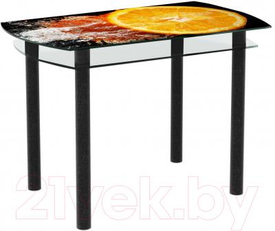 Обеденный стол Artglass Октава Апельсин (черный)
