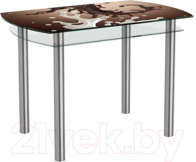 Обеденный стол Artglass Октава Шоколад (хром)