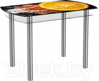 Обеденный стол Artglass Октава Апельсин (хром)