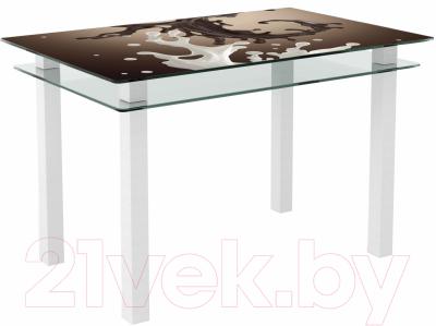 Обеденный стол Artglass Кристалл Шоколад (белый)