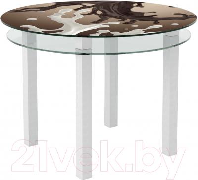 Обеденный стол Artglass Ringo Cristal Шоколад (белый)