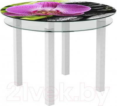 Обеденный стол Artglass Ringo Cristal Орхидея розовая (белый)