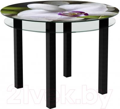 Обеденный стол Artglass Ringo Cristal Орхидея белая (черный)