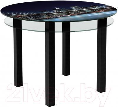 Обеденный стол Artglass Ringo Cristal Ночной город (черный)