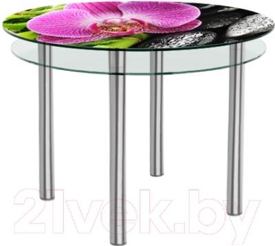 Обеденный стол Artglass Ringo Tale Орхидея розовая (хром)