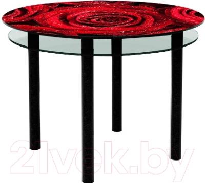 Обеденный стол Artglass Ringo Tale Розы (черный)