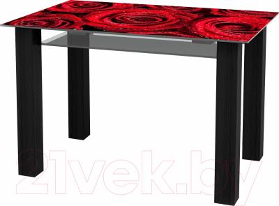 Обеденный стол Artglass Palermo 120 Розы (черный)