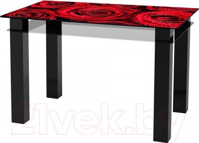 Обеденный стол Artglass Tandem 120 Розы (черный)