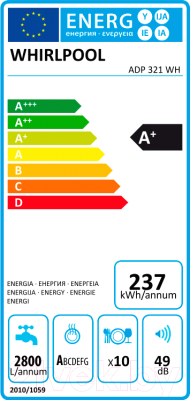 Посудомоечная машина Whirlpool ADP 321 WH