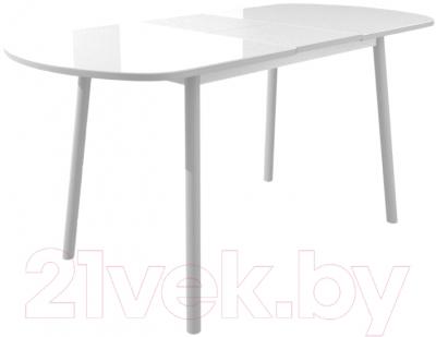 Обеденный стол Мамадома Раунд (белый/серый) - в разложенном виде