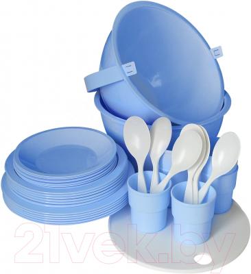 Набор пластиковой посуды Белпласт Пикник 2 с395-2830 (голубой)