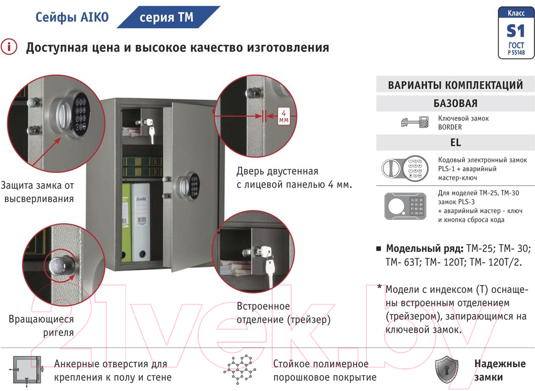 Мебельный сейф Aiko TM-30 EL