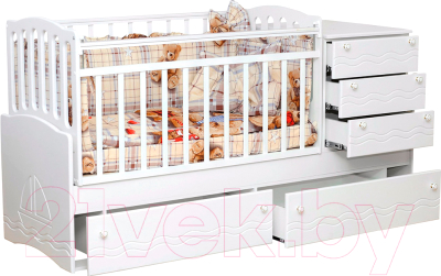 Детская кровать-трансформер Daka Baby Укачайка 04 (белый)