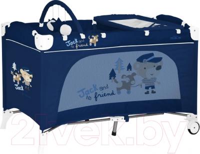 Кровать-манеж Lorelli Travel Kid 2 Rocker Blue Toy Train (10080231628)
