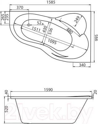 

Ванна акриловая Santek, Ибица XL 160x100 R Базовая