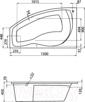 

Ванна акриловая Santek, Майорка 150x90 L Базовая Плюс